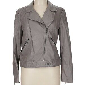 Wishlist Gray Faux Leather Moto Jacket Size M